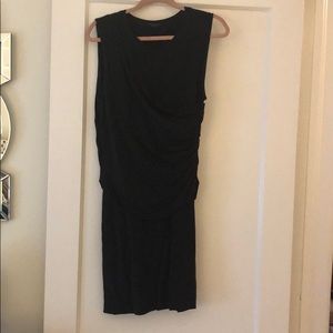 Theory black jersey dress with rouching